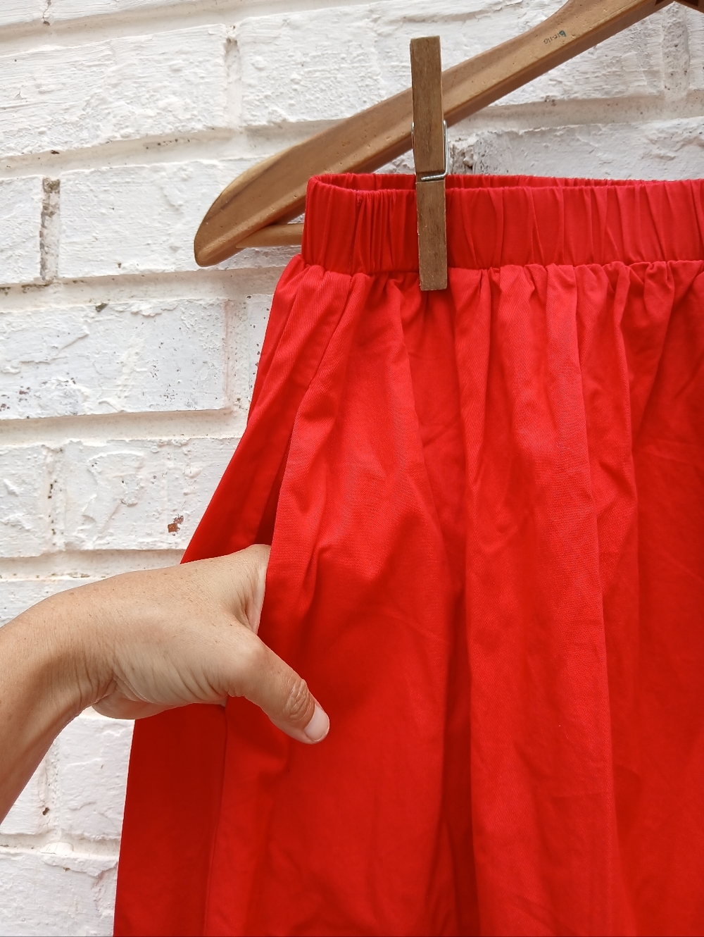 Sundry Red Cotton Midi Skirt Pull On Size 2 - Picture 9 of 9